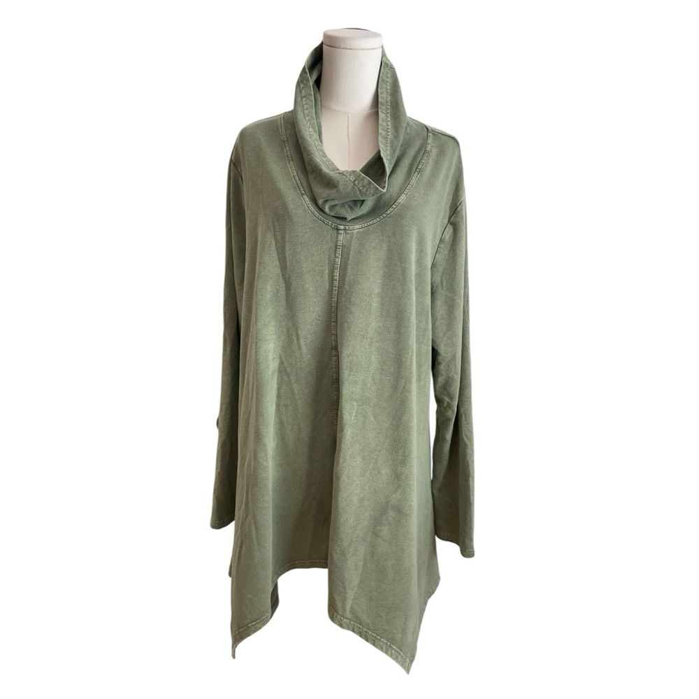 Earthbound Trading Top Womens XL Cowl Neck Relaxed Lagenlook Earthy Granola